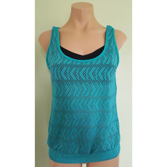 Go Gossip black teal 2 in 1 tankini top size S - Picture 2 of 7